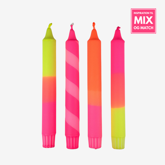 Neongul / Orange / Pink stearinlys