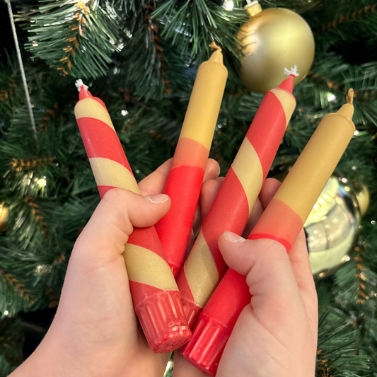 Brun / Rød stribet stearinlys