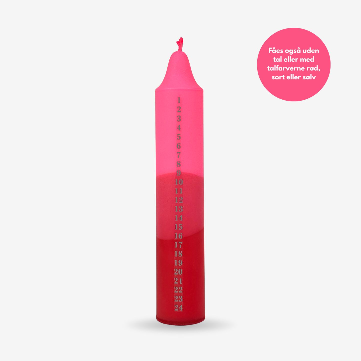 Pink kalenderlys med sølv tal
