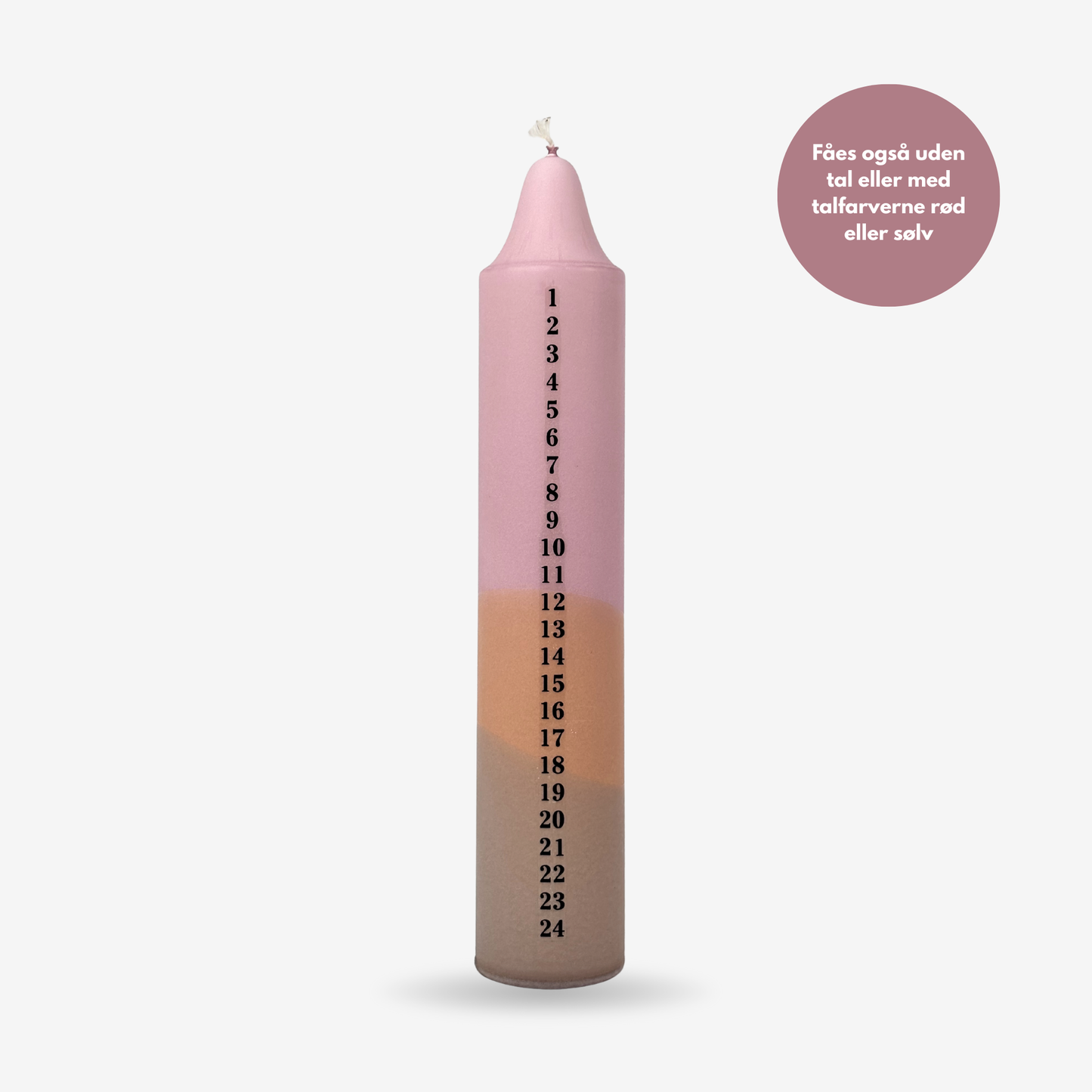 Brun / Beige / rosa kalenderlys med sort tal