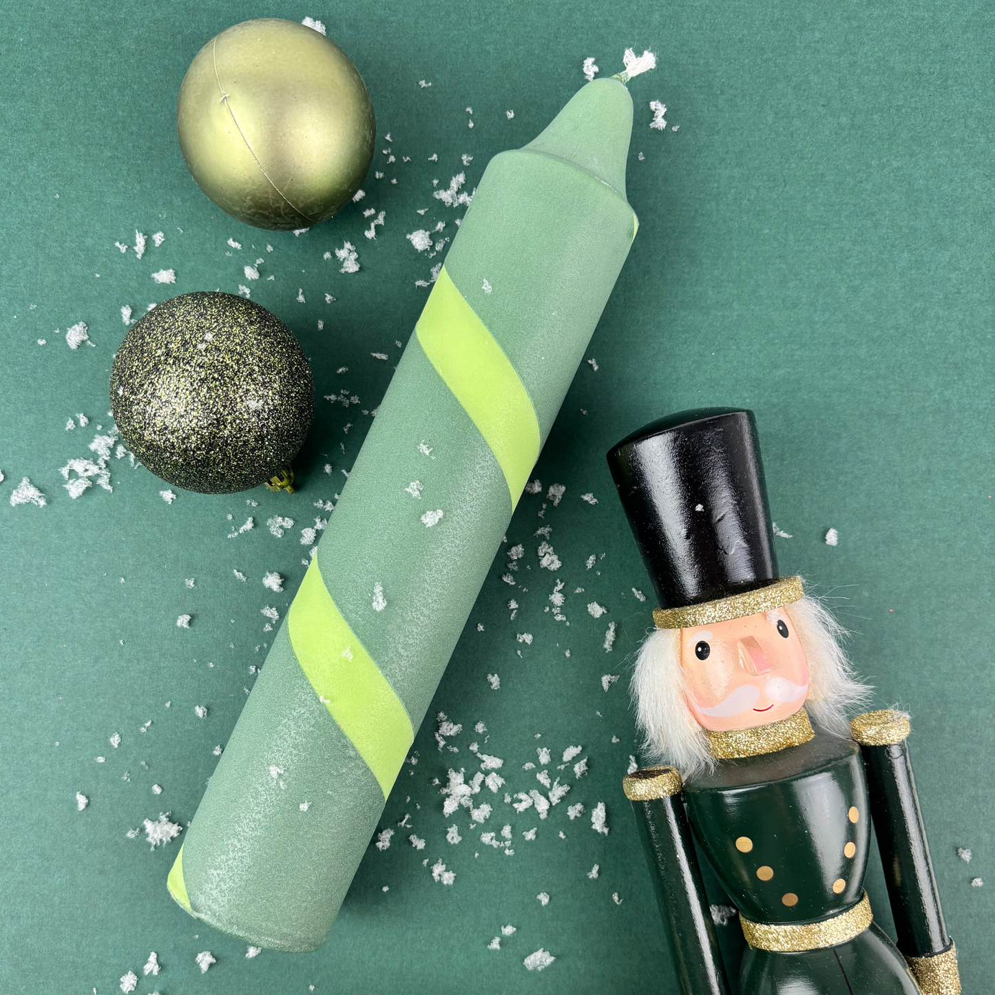 Grøn / Lime stribet kalenderlys