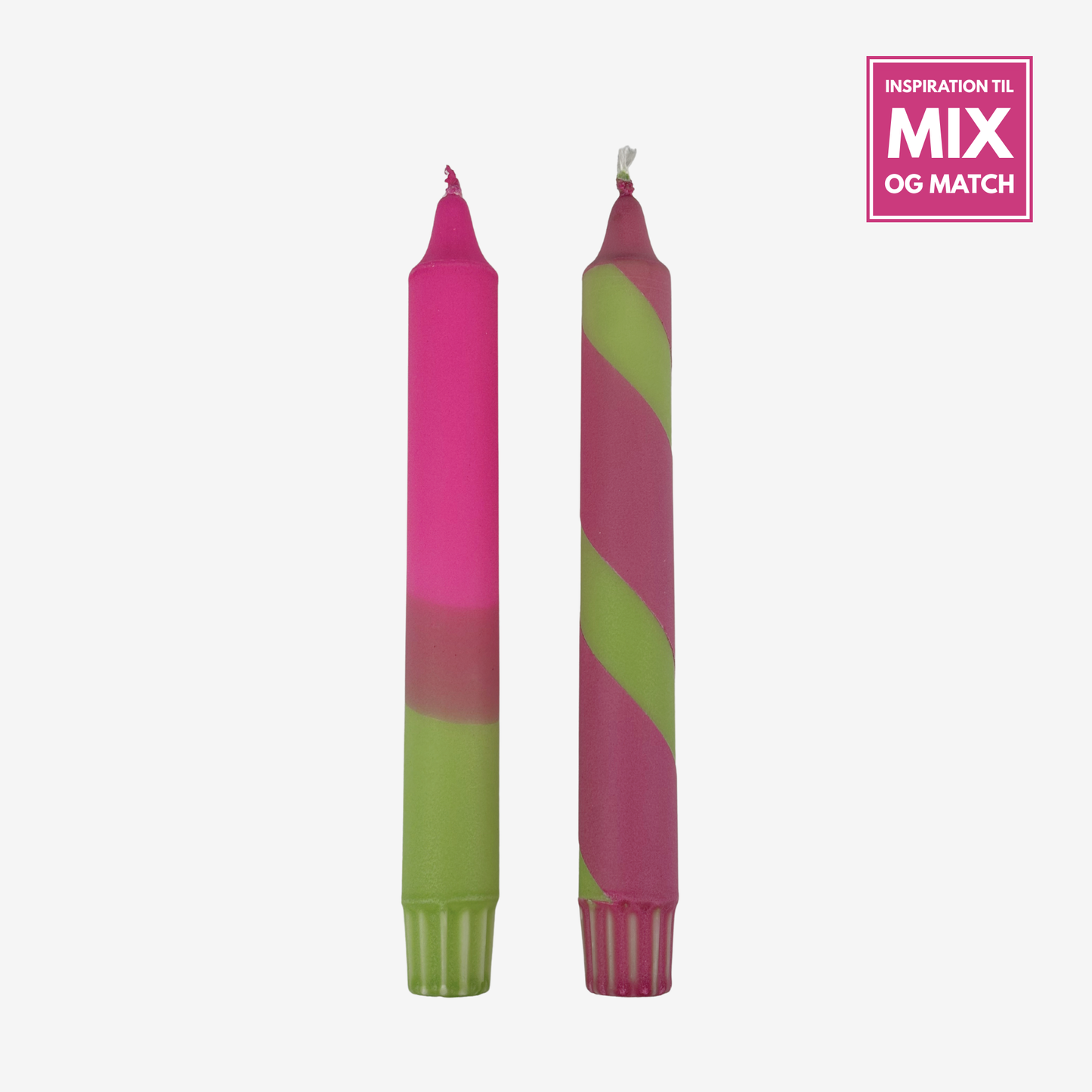 Pink / Grøn stearinlys