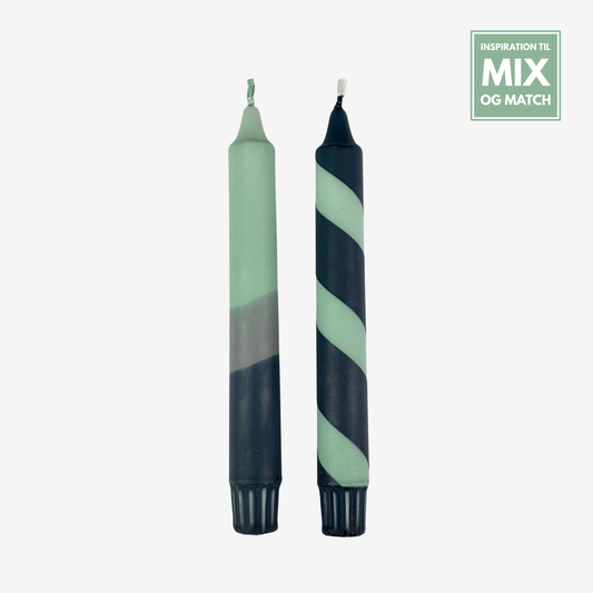 Mørkeblå / Mintblå snoet stearinlys
