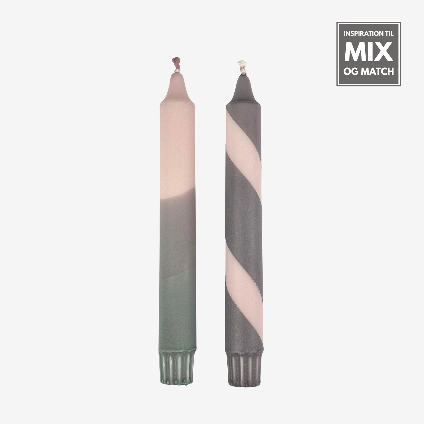 Rosa / Mørkegrå stearinlys