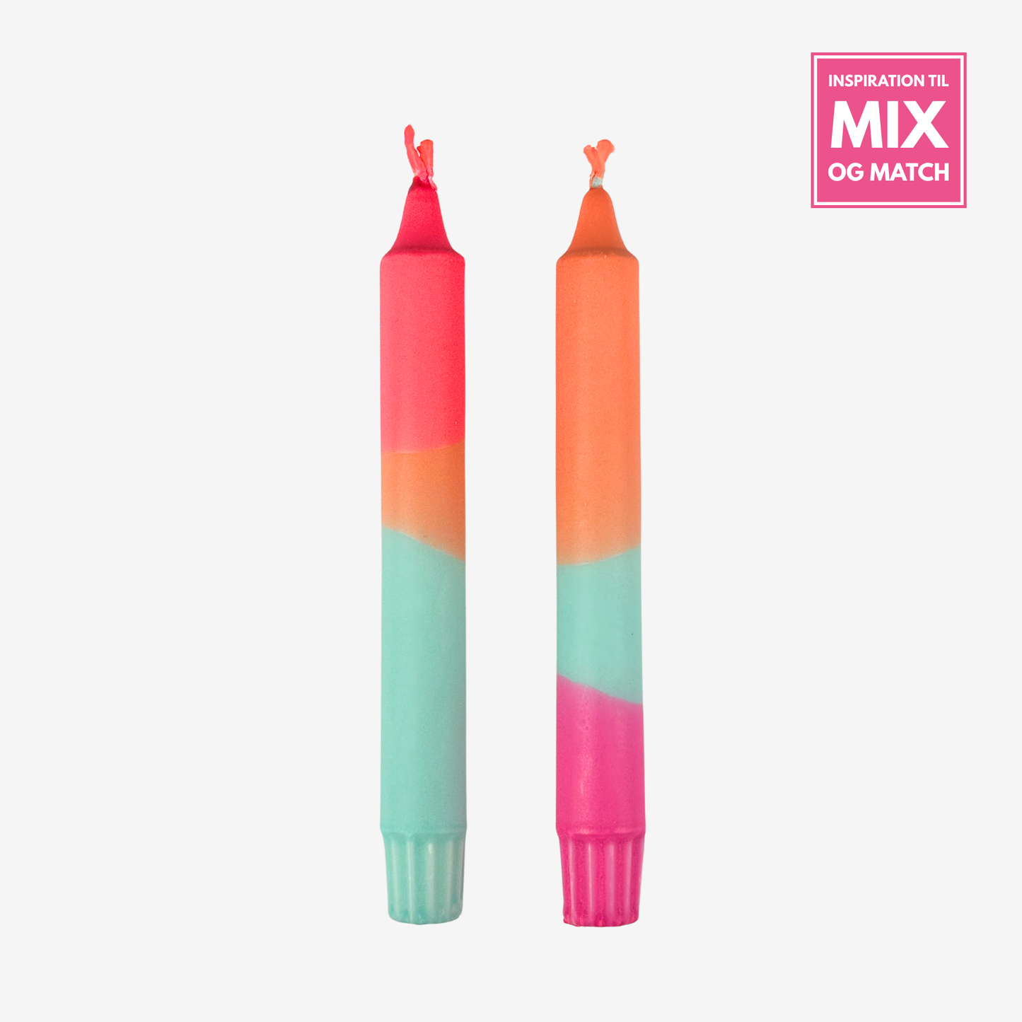Orange / Mint / Pink stearinlys