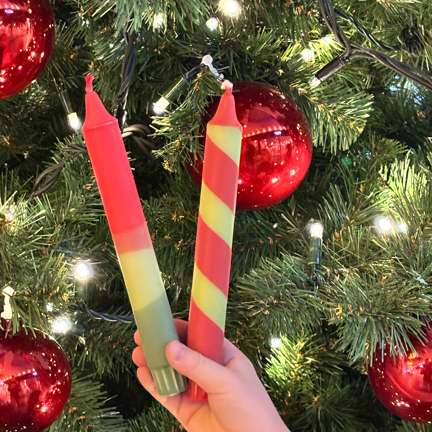 Grøn / Lime / Rød stearinlys