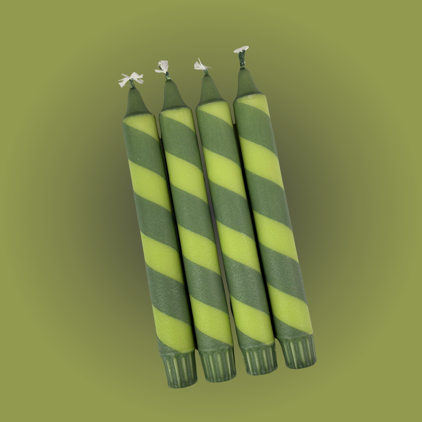 Grøn / Lime stribet stearinlys