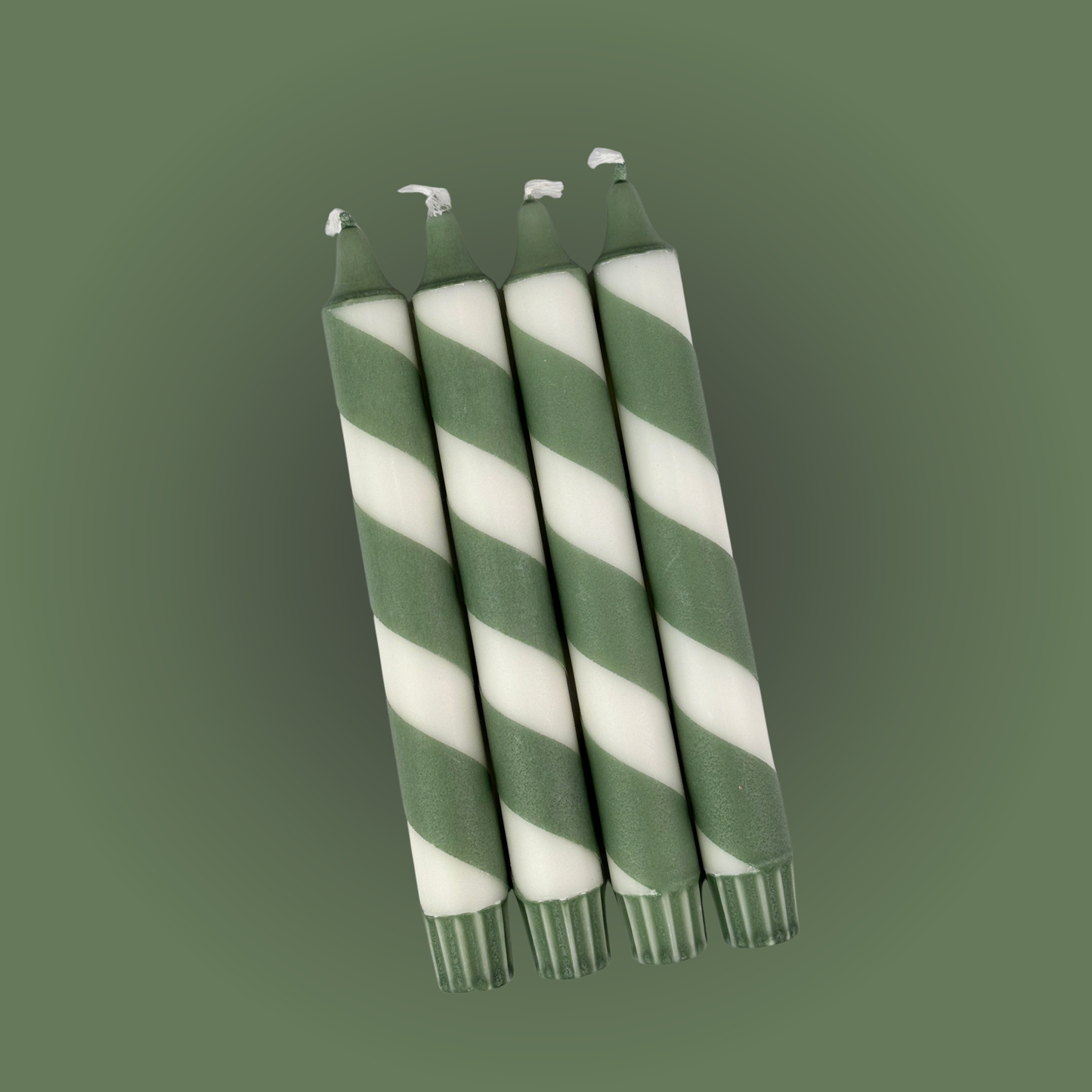 Grøn / Hvid stribet stearinlys